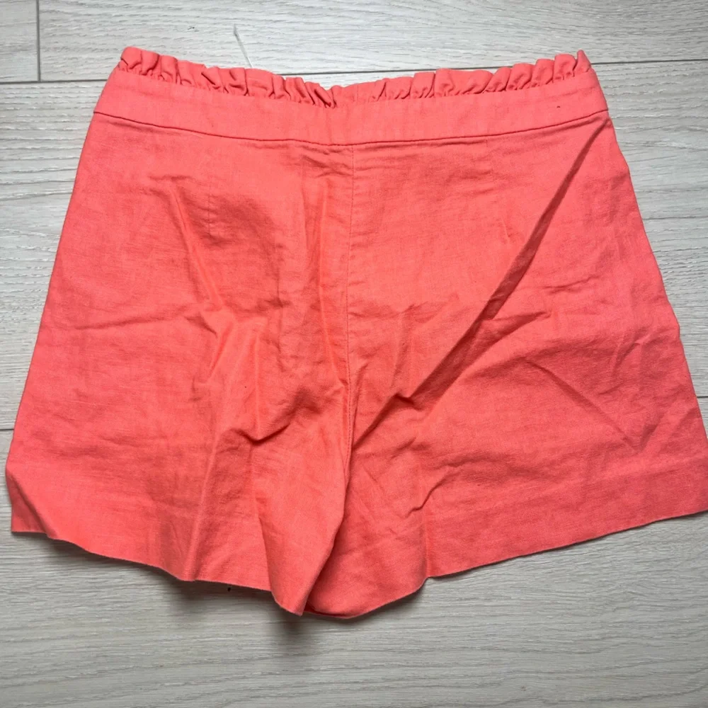 J. Crew High Waist Coral Shorts with Ruffle Detail size 0